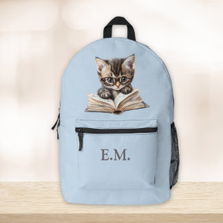 Smart Kitten with Glasses Personalised Printed Backpack