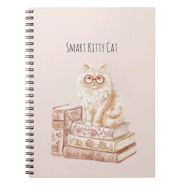 Smart Kitty Cat Glasses Pink Books (Front)