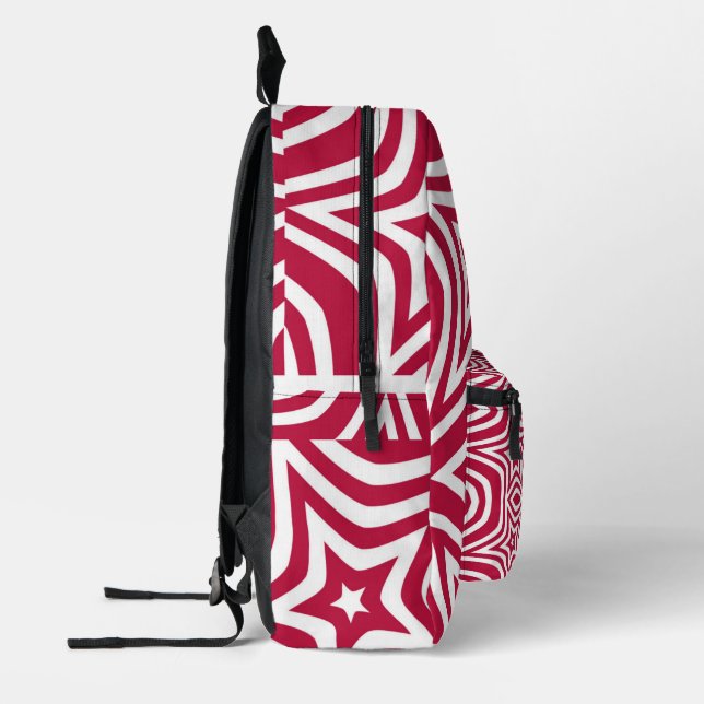 Smart Lovely White & Red Star Art Pattern Design Printed Backpack (Left)