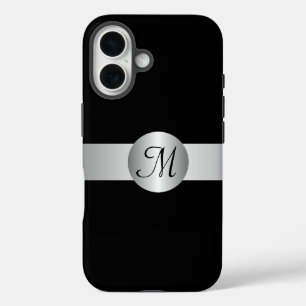 Smart Minimalist Silver Circle Monogrammed iPhone 16 Case