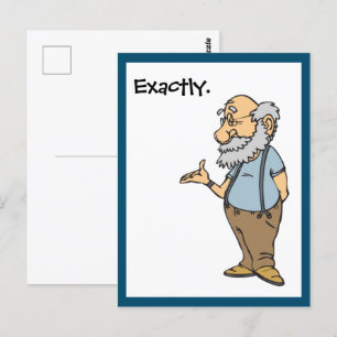 Smart Old Man Cartoon, Funny Elderly Wisdom Postcard