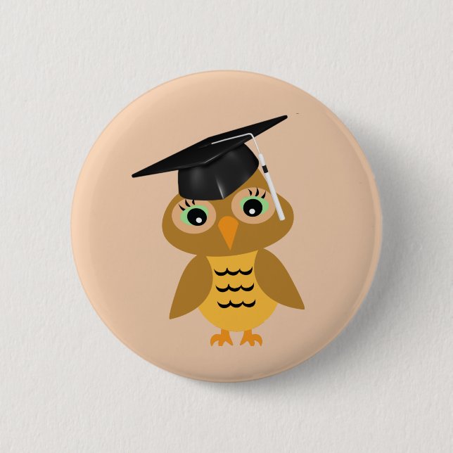 Smart Owl Graduate 6 Cm Round Badge (Front)