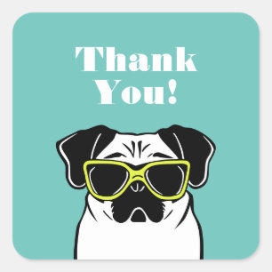 Smart Pug Square Sticker