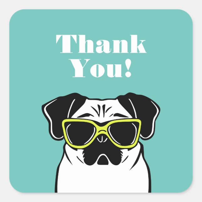 Smart Pug Square Sticker (Front)