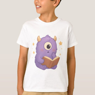 Smart Reading Monster — Purple Book Lover Kids Tee
