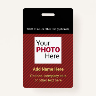 Smart Red and Black - Business Diagonal Stripe ID Badge