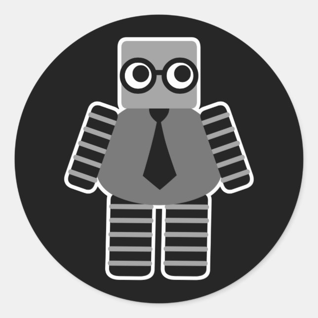 Smart Robot Classic Round Sticker (Front)
