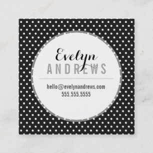 SMART SIMPLE SPOT mini polka dot mono black white Square Business Card