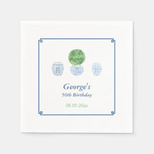 Smart Topiary Blue And Green Adult Birthday Party Napkin