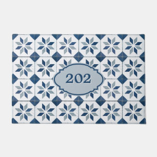 Smart Vintage Teal & White Classic Tile - Number Doormat