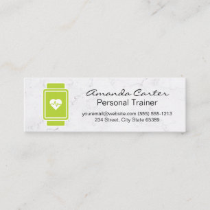 Smart Watch Hear Rate Monitor   White Marble Mini Business Card