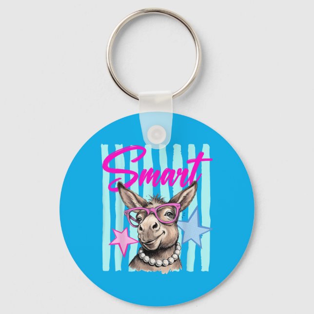 Smart With Gles Funny Animal Meme Ed Graphic Key Ring (Front)