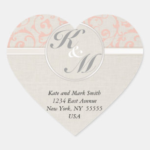 SmartElegance Coral Initials & Address Stickers