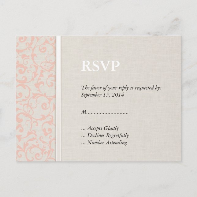 SmartElegance Coral RSVP Invitation Postcard (Front)