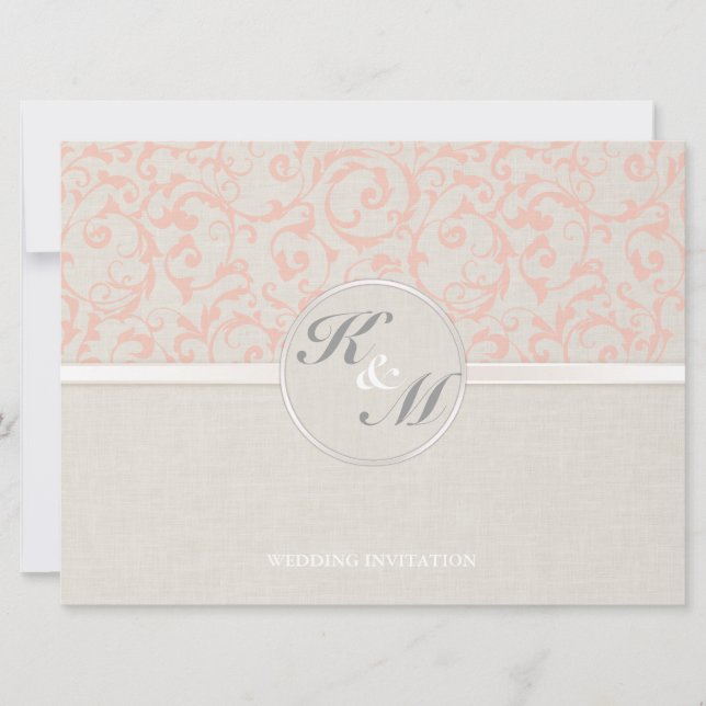 SmartElegance Coral Wedding Invitation (Front)