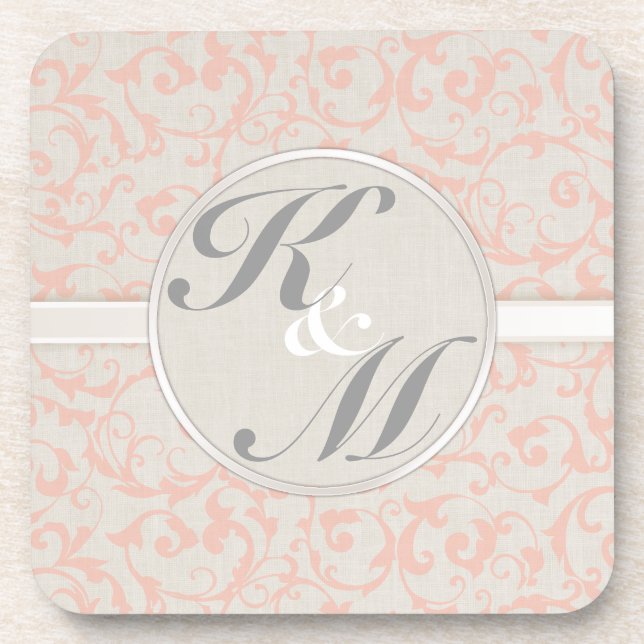 SmartElegance linen & Coral Coaster (Front)