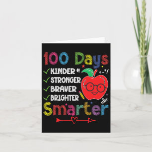 Smarter Kinder Stronger Brighter 100 Days Of Schoo Card
