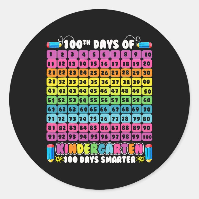 Smarter Numbers 100th Day Of Kindergarten 100 Days Classic Round Sticker (Front)