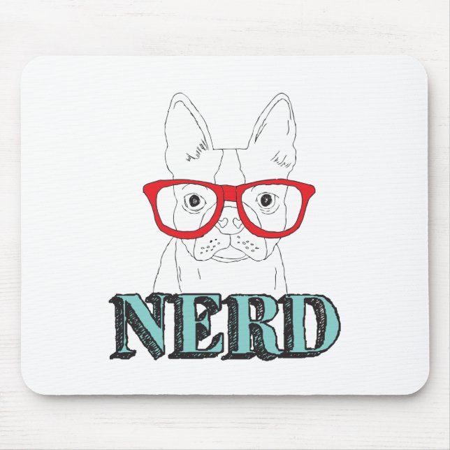 Smartest Boston Terrier Black and White Cute Puppy Mouse Mat (Front)