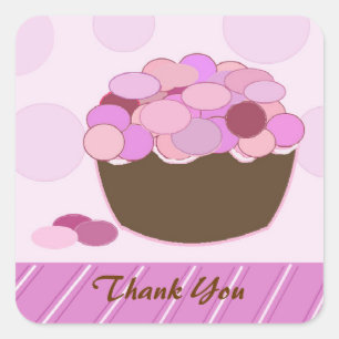 Smartie Cupcake Thank You Square Sticker