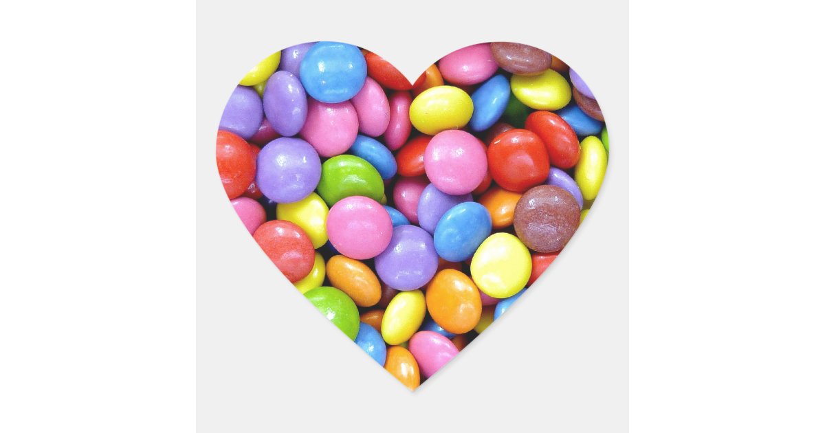 Smarties Background Heart Sticker | Zazzle