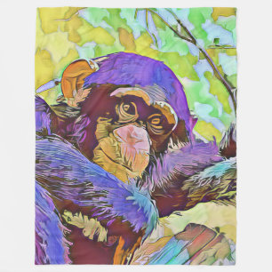 smartmix animal - chimpanzee 3 fleece blanket