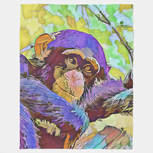 smartmix animal - chimpanzee 3 fleece blanket (Front)