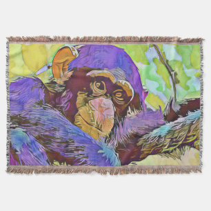 smartmix animal - chimpanzee 3 throw blanket