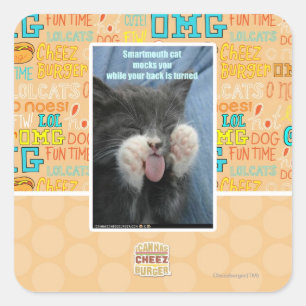Smartmouth cat square sticker