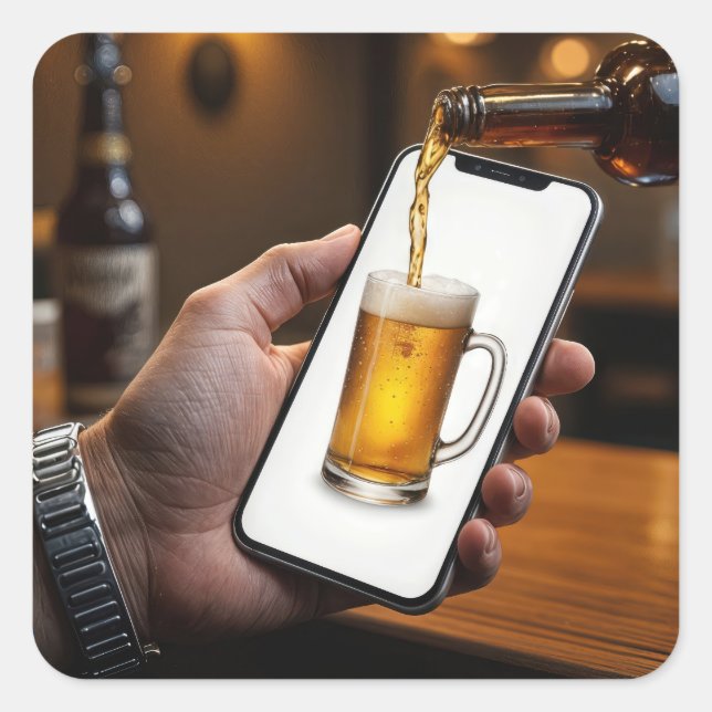 Smartphone Beer Mug  Square Sticker (Front)