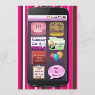 SmartPhone Birthday Party Invitations