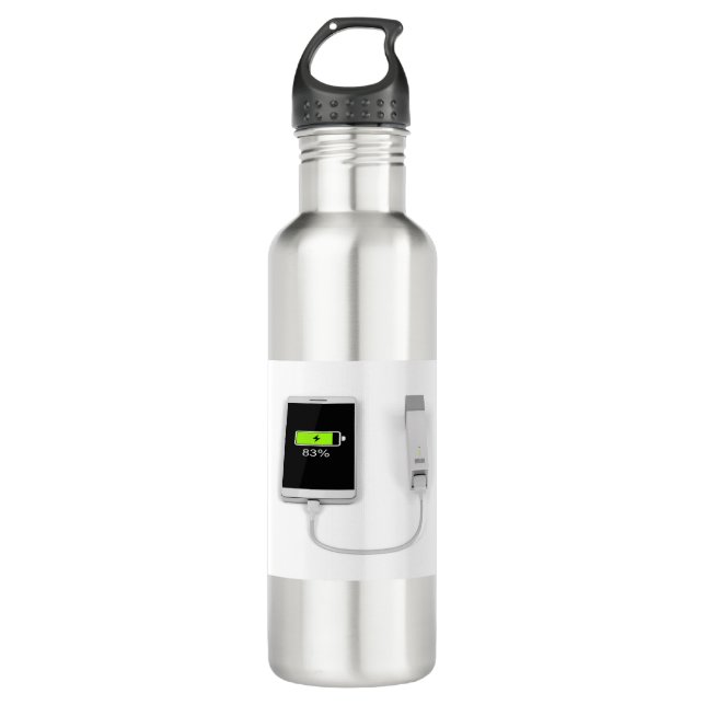 Smartphone charging with power bank 710 ml water bottle (Front)