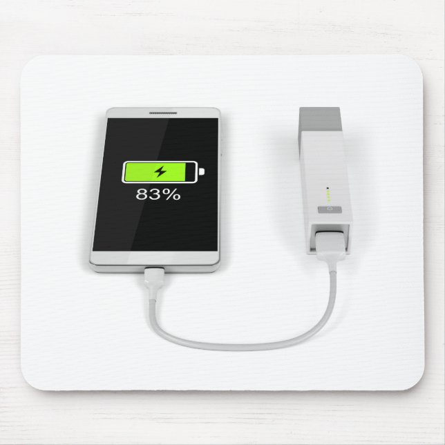 Smartphone charging with power bank mouse mat (Front)