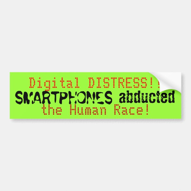 Smartphones Digital Humour Green Bumper Sticker (Front)
