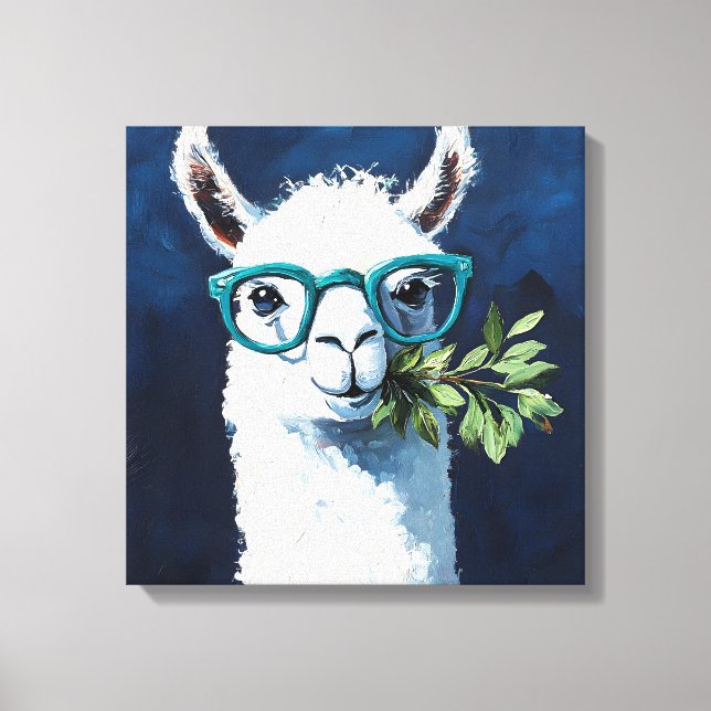 Smarty Llama Chic Canvas Print (Front)