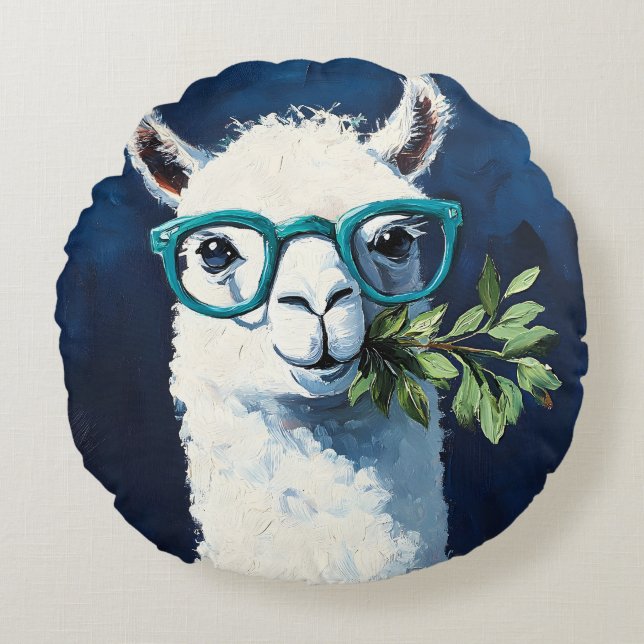Smarty Llama Chic Round Cushion (Front)