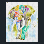 Smarty-Pants Elephant Jigsaw Puzzle<br><div class="desc">This watercolor print features a colourful elephant in eyeglasses | By Jennifer Goldberger. Image ID: 122135GG</div>