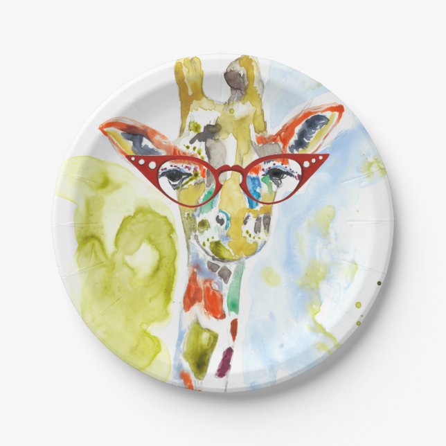 Smarty-Pants Giraffe Paper Plate (Front)