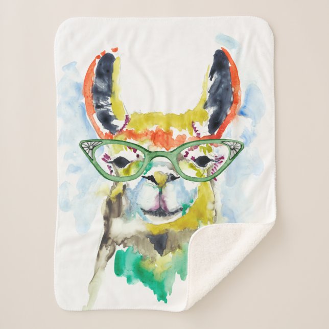 Smarty-Pants Llama Sherpa Blanket (Front)