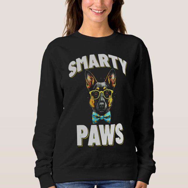 Smarty Paws   German Shepherd Dog Wearing Glasses Sweatshirt (Front)