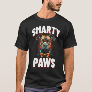 Smarty Paws   Pitbull Dog Wearing Glasses and a Bo T-Shirt