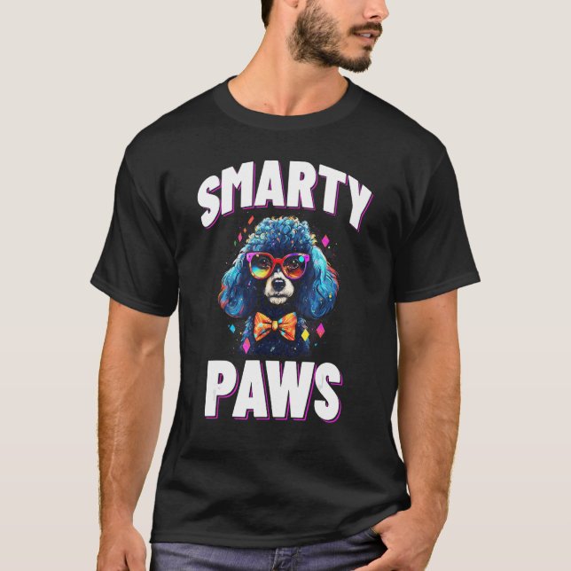 Smarty Paws   Poodle Dog Wearing Glasses T-Shirt (Front)
