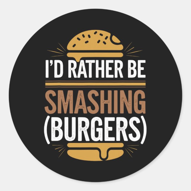 Smash Burger Lover Grilled Cheeseburger Flat Top C Classic Round Sticker (Front)