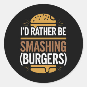 Smash Burger Lover Grilled Cheeseburger Flat Top C Classic Round Sticker