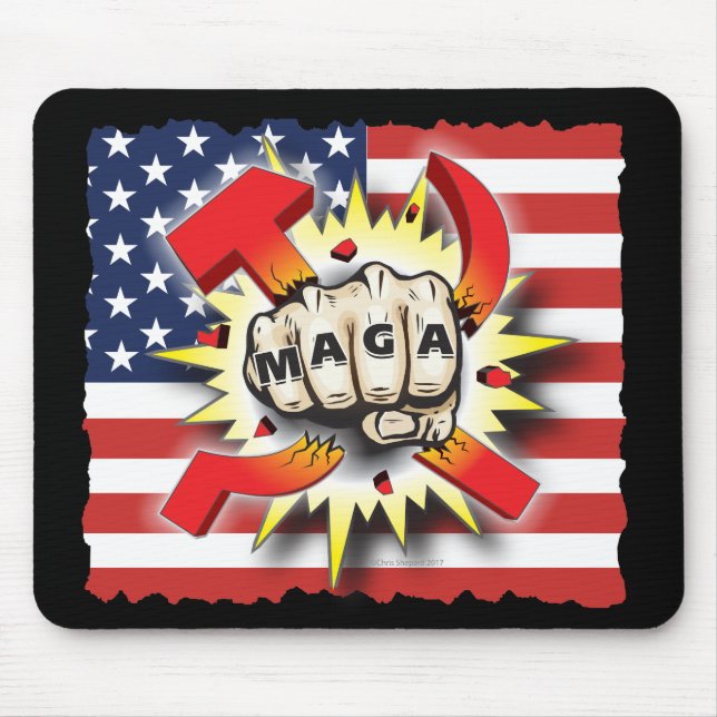 SMASH COMMUNISM MAGA FIST AMERICAN PRIDE MOUSE MAT (Front)