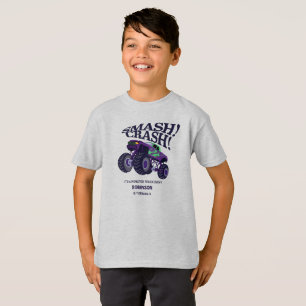 Smash Crash- Modern Purple Monster Truck Birthday T-Shirt