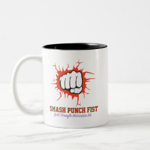 Smash Punch Fist – Bold Strength Motivation Art Two-Tone Coffee Mug