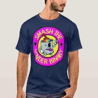 Smash The Gender Binary Cute Rainbow toon T-Shirt