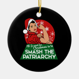 Smash the patriarchy Christmas Ceramic Tree Decoration