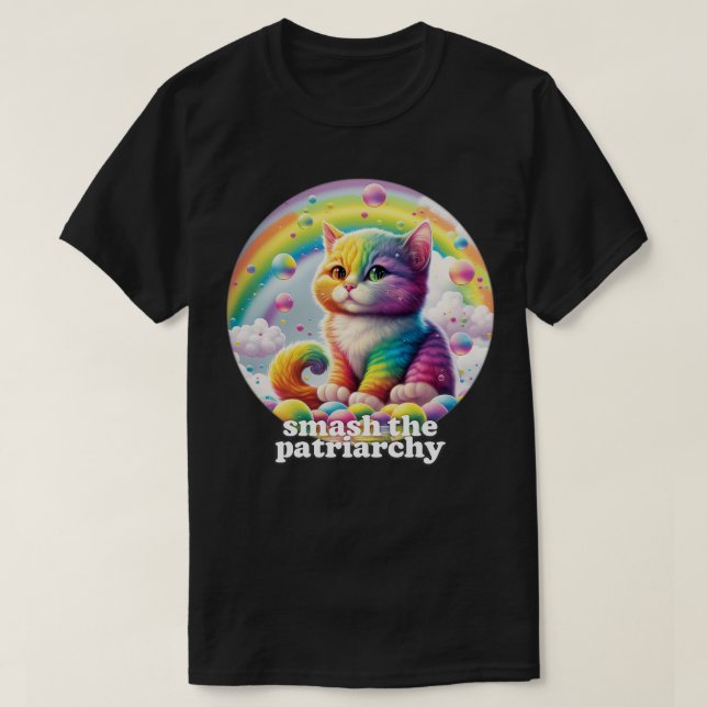 Smash The Patriarchy Cute Kitten Design T-Shirt (Design Front)